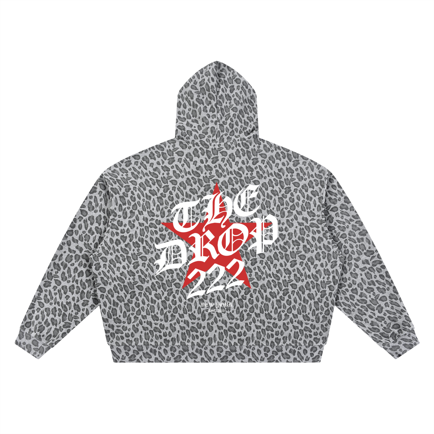 Unisex Leopard Print Waffle Full Zip Hoodie
