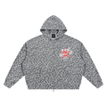 Unisex Leopard Print Waffle Full Zip Hoodie